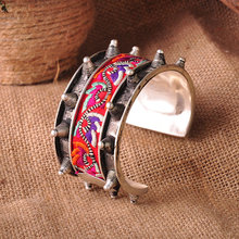 Китайский серебряный браслет Miao с вышивкой и заклепками, широкий браслет, бесплатная доставка 2024 - купить недорого