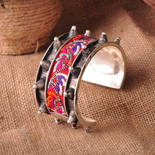 Chinese Miao silver embroidered pieces of rivets featuring wide Bracelet FREE SHIPPING 2024 - buy cheap