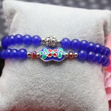 Pulsera de cuentas de cristal azul de 6mm para mujer, pulsera de piedras Semi terminadas de color plateado tailandés, regalos de diseño de joyería 2024 - compra barato