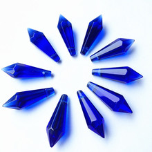 120 unids/lote 36mm precio de fábrica azul AAA piezas de araña de cristal, colgantes de araña de cristal, prismas de cristal + anillos gratis 2024 - compra barato