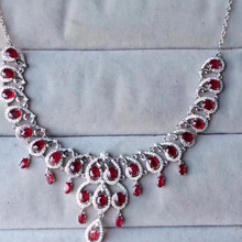 Extravagant water droplets Natural red ruby gem Necklace Natural gemstone Pendant Necklace 925 sliver women Girl wedding Jewelry 2024 - buy cheap
