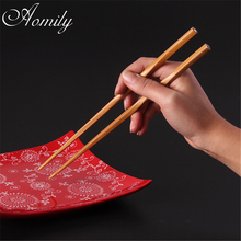 Aomily 1 пара китайских палочек для еды ручной работы из карбонизированного бамбука для дома современный стиль Путешествия Посуда Палочки для еды 2024 - купить недорого