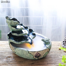 Fonte de água de resina rockery, ornamentos de feng shui para sala de estar, escritório, roda de água, artesanato da sorte, presentes e decoração de lótus feng shui 2024 - compre barato
