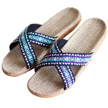Men's Summer Cross Designer Slippers Indoor Non-slip Home Linen Slippers Beach Flip Flops Black Boy's Sandals House Flax Shoes 2024 - buy cheap