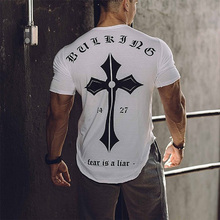 New Men Short sleeve Printed t shirt Summer Gyms Fitness Bodybuilding Cotton Slim T-shirt Mans Casual Fashion plus-size clothing 2024 - buy cheap