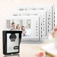 Cheap! FREE SHIPPING NEW 7 inch Color Apartment Video Intercom Door phone System + 3 White Monitors 1 Door Bell Camera IN STOCK 2024 - buy cheap