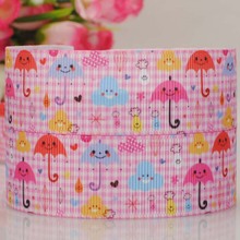 50 yards 1 " 25 mm smile pink umbrella pattern print grosgrain tape ribbons with top quality free shipping 2024 - buy cheap