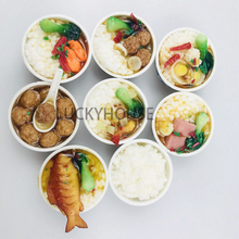 2 pçs/lote 1/6 escala miniatura casa de bonecas refeição chinesa arroz fingir comida para blyth bjd boneca casa 2024 - compre barato