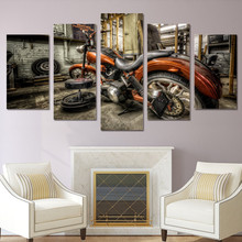 Imagens de decoração caseira impressas em hd, 5 peças, arte de parede, pôster de motocicleta, pintura de tela modular para sala de estar 2024 - compre barato
