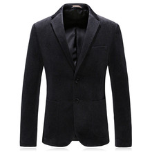 Blazer masculino com botões, casaco estilo single-breasted casual e grosso, jaqueta de veludo, moda masculina, 2019 2024 - compre barato
