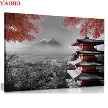 Bordado de diamantes diy, paisaje de otoño y Templo japonés, pintura de diamantes artesanal, mosaico de diamantes redondos y cuadrados completos, kits de punto de cruz 2024 - compra barato