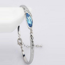 Fashion Peacock Blue Rhinestone Chain Bracelet Women Charm Cuff Bangle Jewelry 2024 - buy cheap