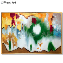 Original Art Hand-painted Green Gold Decoration Oil Painting on Canvas Modern Abstract Knife Oil Painting for Room Wall Decor 2024 - buy cheap