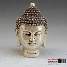 Tibet Prata Buda Tathagata adorno Doméstico a cabeça da estátua de Buddha artesanato do metal 2024 - compre barato