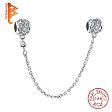 BELAWANG Authentic 925 Sterling Silver Bead Charm Love Connection Safety Chain Charms Fit Bracelets Women Diy Jewelry 2024 - buy cheap