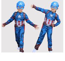 Рождественский костюм супергероя Капитана Америки для мальчиков, костюм Человека-паука, костюм Халка, Детский костюм для костюмированной вечеринки для девочек 2024 - купить недорого