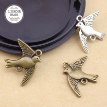 Wholesale 20Pcs/lot Charm Connectors Antique Bronze/Silver Bird Charms For DIY Jewelry Components 2024 - buy cheap