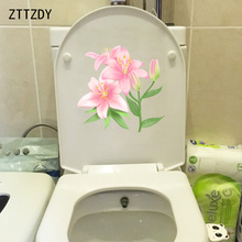 ZTTZDY 19.4*19CM Pink Lily Flower Kids Room Wall Sticker WC Toilet Seat Stickers Home Decoration T2-0073 2024 - buy cheap