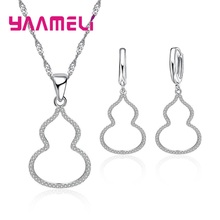 Cute Gourd Crystals Pendant Necklace And Drop Earrings Women Female Engagement 925 Sterling Silver Jewelry Sets 2024 - buy cheap