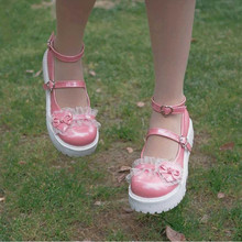 Anime Lolita Shoes Love-Bottomed Cute Bowknot Princess Kawaii Girl Women Shoes Cosplay JK Uniform Lolita Shoes 2024 - buy cheap