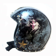 Мотоциклетный шлем с открытым лицом, винтажный мотоциклетный шлем в стиле ретро, 3/4 2024 - купить недорого