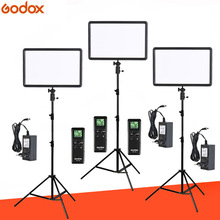 3PCS Godox Ultra Slim LEDP260C 256pcs LED 30W 3300-5600K Video Light Panel Lighting Kit + Stand +Chargers for photo studio 2024 - buy cheap