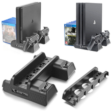 Вертикальная подставка для PS4/PS4 Slim/PS4 PRO, охлаждающий вентилятор, зарядная станция для двух контроллеров SONY Playstation 4, PS4 2024 - купить недорого