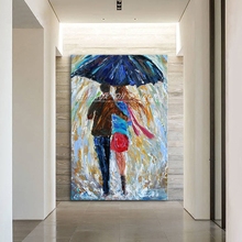 Arthyx Art Hand Painted Knife Figure Canvas Oil Paintings Modern Wall Art Lovers In The Rain Pictures For Living Room Home Decor 2024 - buy cheap