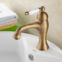Antique Brass Bathroom Basin Mixer tap Ceramic Single Handle Vessel Sink Mixer tap Deck Mounted Single Hole Wnf102 2024 - buy cheap
