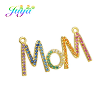 Juay diy colar pulseira fazendo acessórios artesanal multicolorido zircônia letra mãe mama conector pingente suprimentos 2024 - compre barato