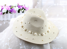 Korean version of the knit hat visor ladies England black straw hat big hat summer fashion trend with beads hat 2024 - buy cheap