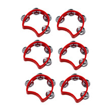 NEW 6pcs Plastic Hand Held Tambourine Red Percussion Toy Musical Instrument for Children 2024 - buy cheap