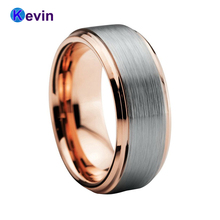8MM Tungsten Wedding Band For Men Women Rose Gold Color With Beveled Brushed Finish Comfort Fit 2024 - buy cheap