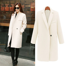Autumn And Winter Women Woolen Coat Medium Thicken Warm Outwear Jacket  White Casual Female Woolen Coat 2024 - buy cheap