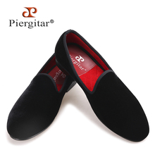 Piergitar new Handmade men velvet shoes with round tongue Fashion show party and wedding men dress shoes big size male loafers 2024 - buy cheap