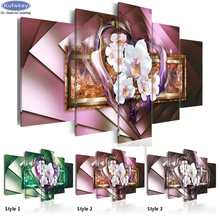 5d diy diamond painting cross stitch 5pcs/set "love orchid flower" full square drill embroidery rhinestones painting mosaic kit 2024 - buy cheap