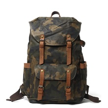 M297 mochila masculina para viagem, bolsa de ombro camuflada militar retrô de lona para combate ao couro, mochila masculina de grande capacidade à prova d'água 2024 - compre barato