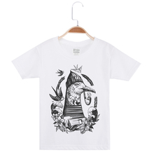 Camiseta de algodão para crianças, camiseta criativa com estampa de pássaros para meninos e meninas 2024 - compre barato