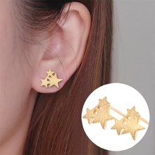 Shuangshuo Punk Small Stars Stud Earrings for Women 3 Stars Wedding Earrings Fashion Jewelry boucle d'oreille femme 2017 ED108 2024 - buy cheap