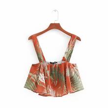 2018 women sweet tropical leaves printing spaghetti strap short blouses shirt ladies elegant casual femininas blusas tops LS2438 2024 - buy cheap