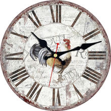 Relógio de parede de galinha de 16 polegadas, relógio de papelão de madeira da parede redonda do vintage, relógio de parede moderno para a decoração da casa, silencioso & não-ticking 2024 - compre barato