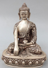 Estatua de plata de budismo tibetano chino, 9 pulgadas, Shakyamuni Sakyamuni, Buddha, Arhat, R0709 2024 - compra barato