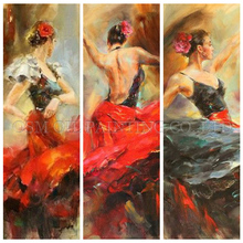 Pintura al óleo de bailaora de Flamenco en lienzo para sala de estar, arte de pared hermoso para artista de gran caravana, impresión hecha a mano pura 2024 - compra barato