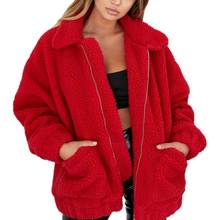 Fashion Lapel Sweatshirt Fleece Fur Coat 2019 Women Autumn Winter Warm Soft Jacket Thick Plush Zipper Overcoat Short Outerwear 2024 - buy cheap