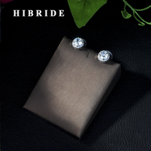 HIBRIDE New Arrival Trendy Double Side Design Natural White Crystal Semi Precious Stone Round Stud Earring For Women E-393 2024 - buy cheap