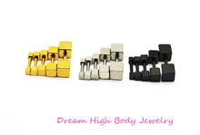 Quartet 2 3 4 5 mm square stud earrings Steel Black gold earrings titanium Barbell Punk Simple Women Body Piercing Jewelry 2024 - buy cheap