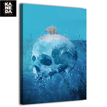 HD printed 1 piece canvas art blue skull bear iceburg green peace by KANEDA Alessandro Pautasso Painting room decoration F1929 2024 - buy cheap