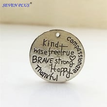 20 Pieces/Lot Diameter 22mm Antique Silver Plated Kind Strong Brave Thankful Saying Charms For DIYJewelry Making 2024 - buy cheap