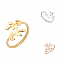 Женское свадебное кольцо Jisensp, простое кольцо с листьями дерева, регулируемые вечерние кольца для девочек, 2019 2024 - купить недорого