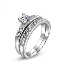 Anel de prata e cristal de noivado, charmoso para amantes de mulheres e homens, bijuteria, para casal 2024 - compre barato